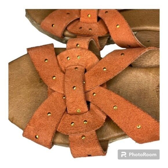 Picon Orange Leather Studded Slide Espadrille Sandals Made In Spain 8 - Picture 8 of 9